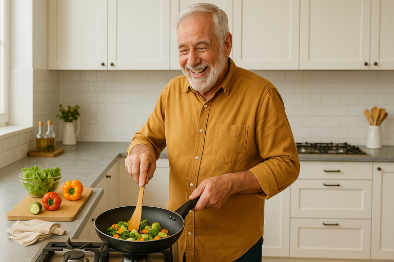 hombre adulto mayor cocinando verduras 768x512