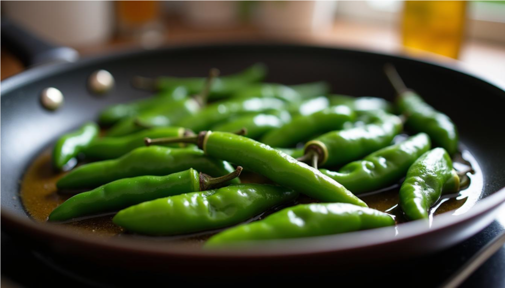 Pimientos de padrón salteados con aceite de oliva